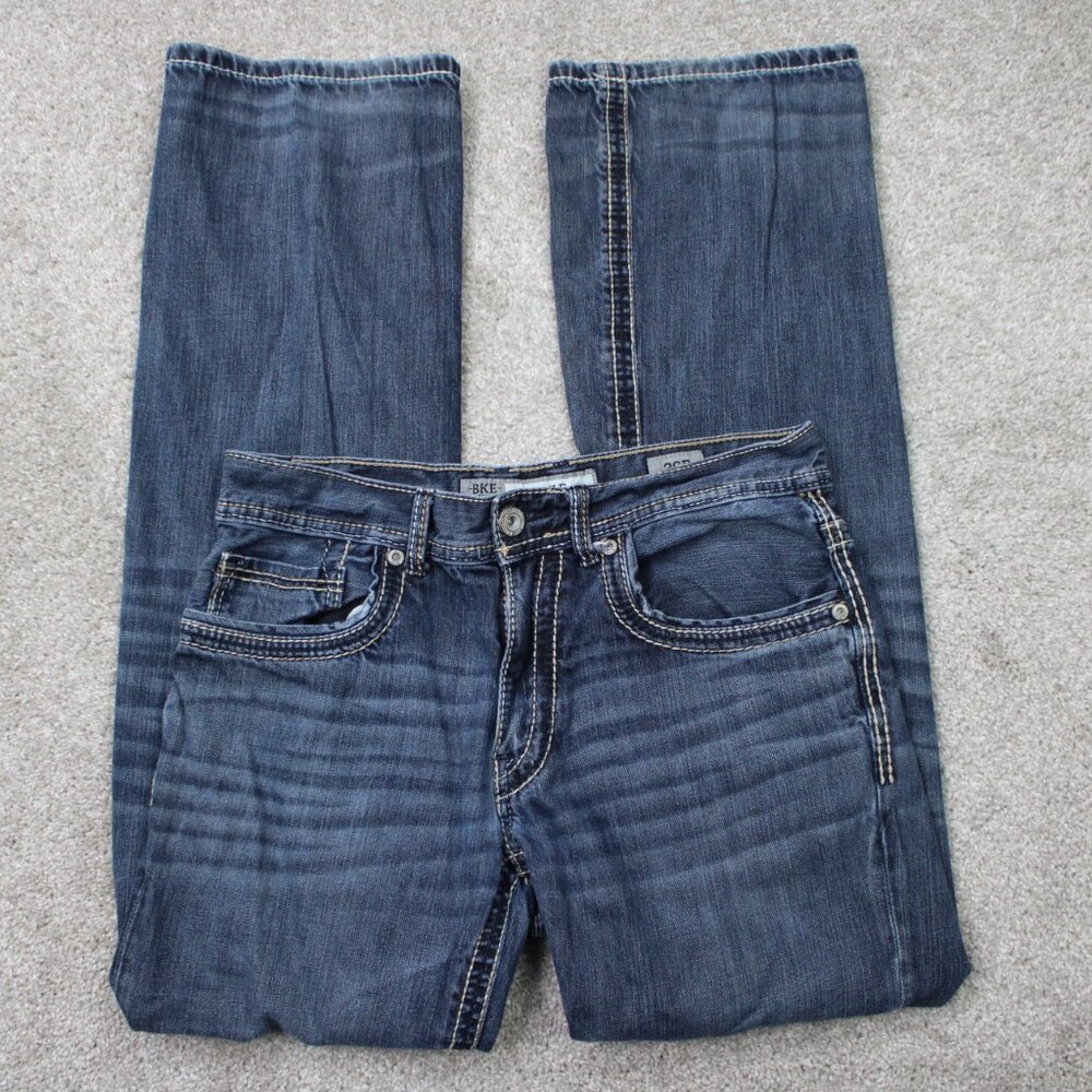 BKE Jake Jeans Mens 30R Blue Straight Leg Cotton Stretch Denim w/ 32"inseam - Picture 1 of 15